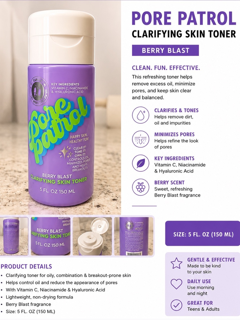 Berry Blast Clarifying Skin Toner — Purple